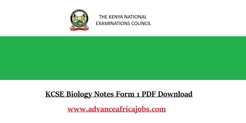 KCSE Biology Notes Form 1 PDF Download