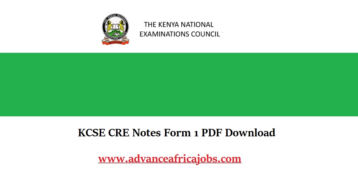 KCSE CRE Notes Form 1 PDF Download
