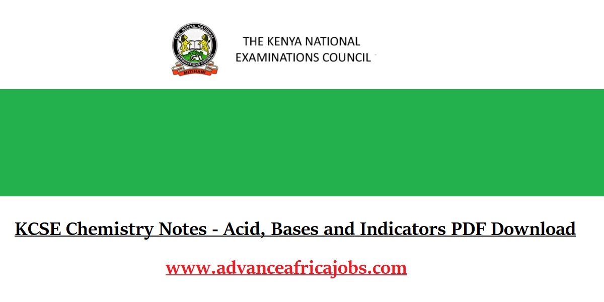 KCSE Chemistry Notes - Acid, Bases and Indicators PDF Download