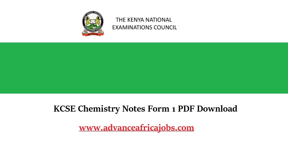 KCSE Chemistry Notes Form 1 PDF Download