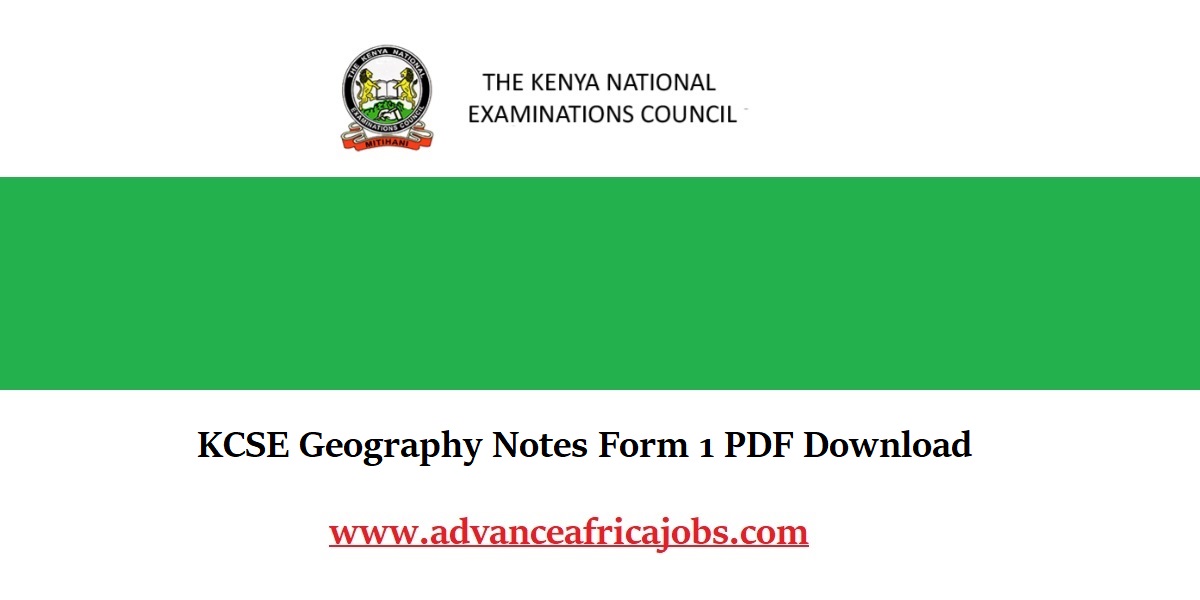 KCSE Geography Notes Form 1 PDF Download