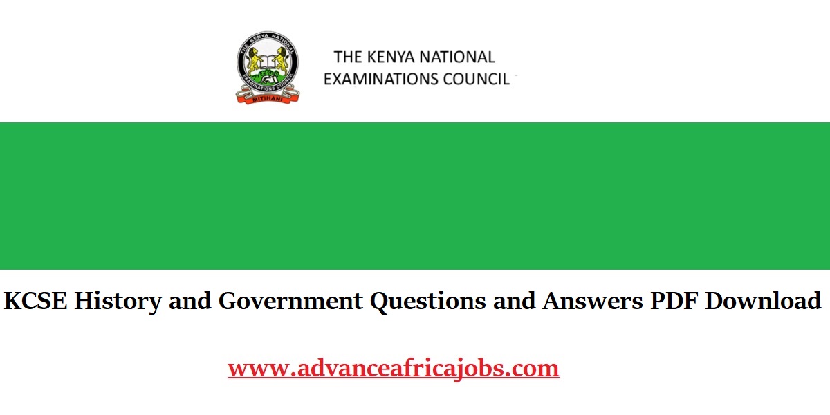 KCSE History and Government Questions and Answers PDF Download