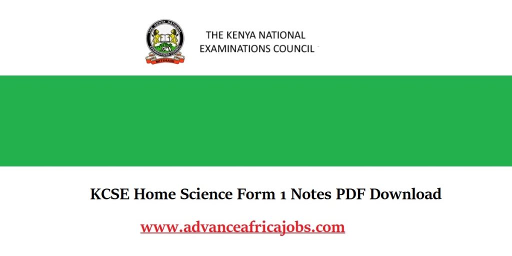 KCSE Home Science Form 1 Notes PDF Download